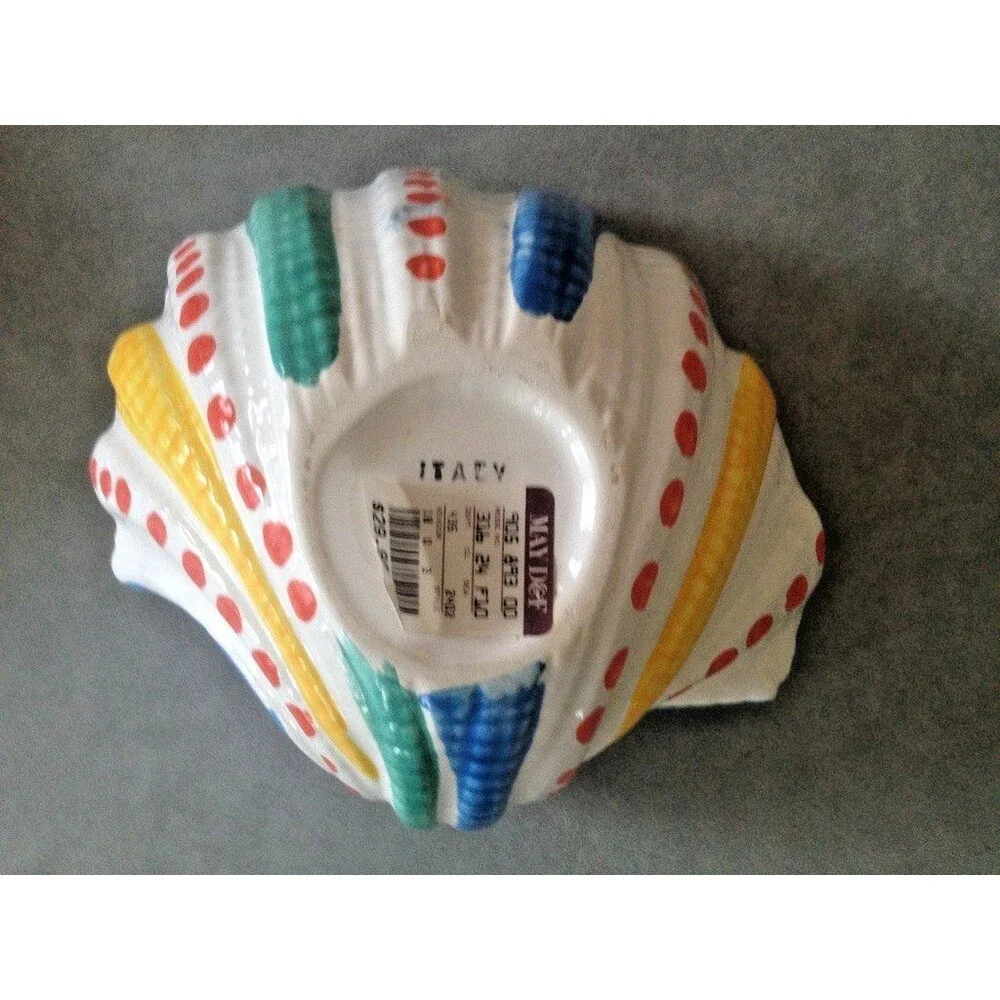 ITALY Shell Bowls Ceramic Conch Clam Set of 2 VINTAGE 80s